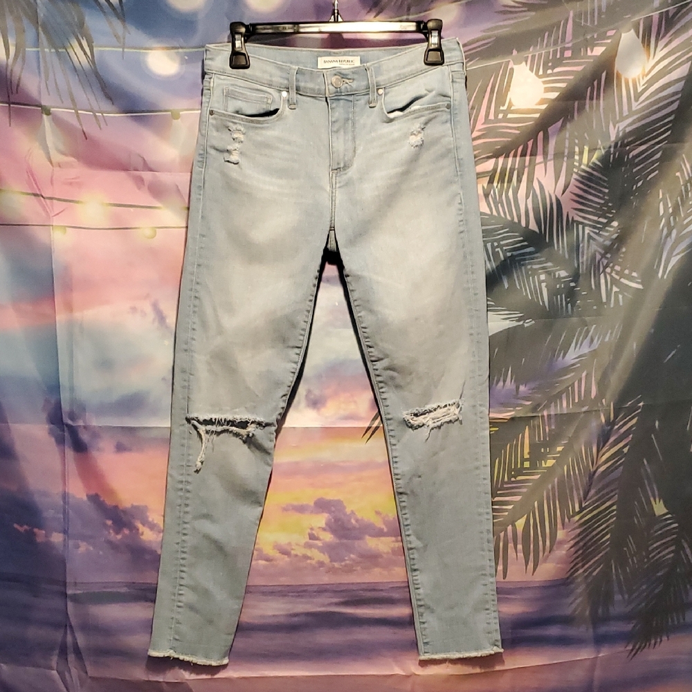 Banana Republic Light Blue Ripped Skinny Jeans